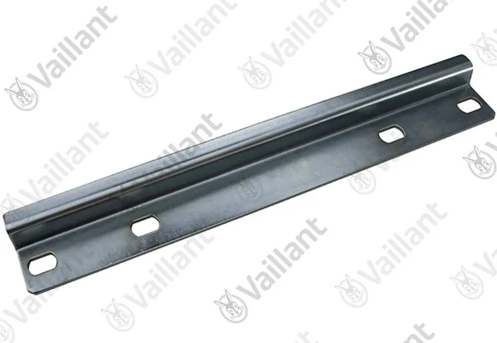 Vaillant Halter aus Metall, flache Wandschiene mit mehreren Befestigungslöchern, geeignet für die Montage von Heizsystemen.